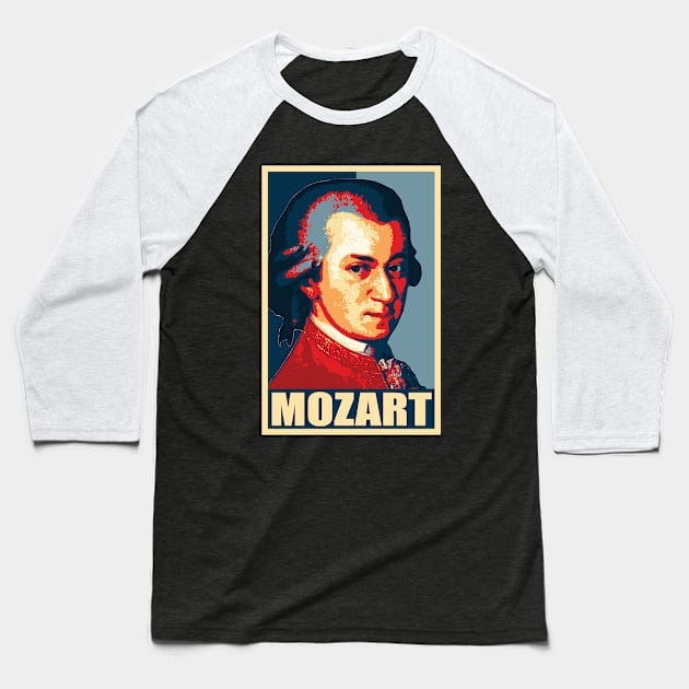 Mozart Propaganda Poster Pop Art Baseball T-Shirt by Nerd_art